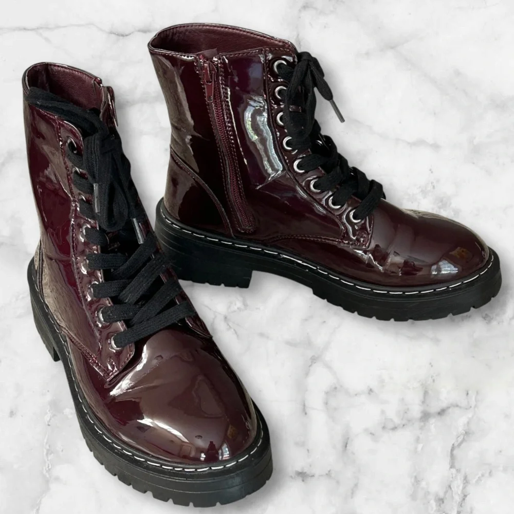 True Craft Patent Combat Boots Size 8 - Picture 3 of 10